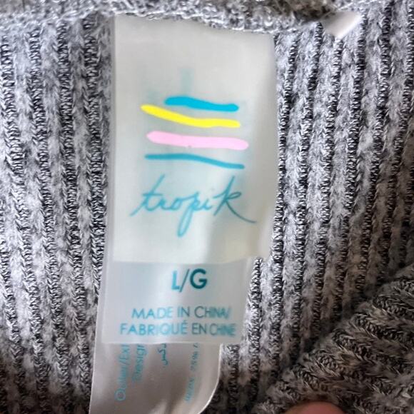 Tropik Womens Sweater Charcoal Ribbed Boat Neck Long Sleeve Knit Stretch Large - Picture 6 of 12